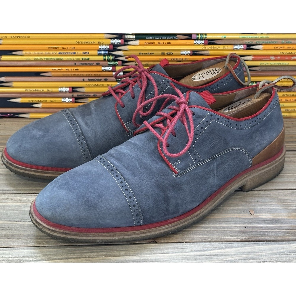 Johnston Murphy Leather Blue Shoes Business Men's Sz 12 M Preppy Career